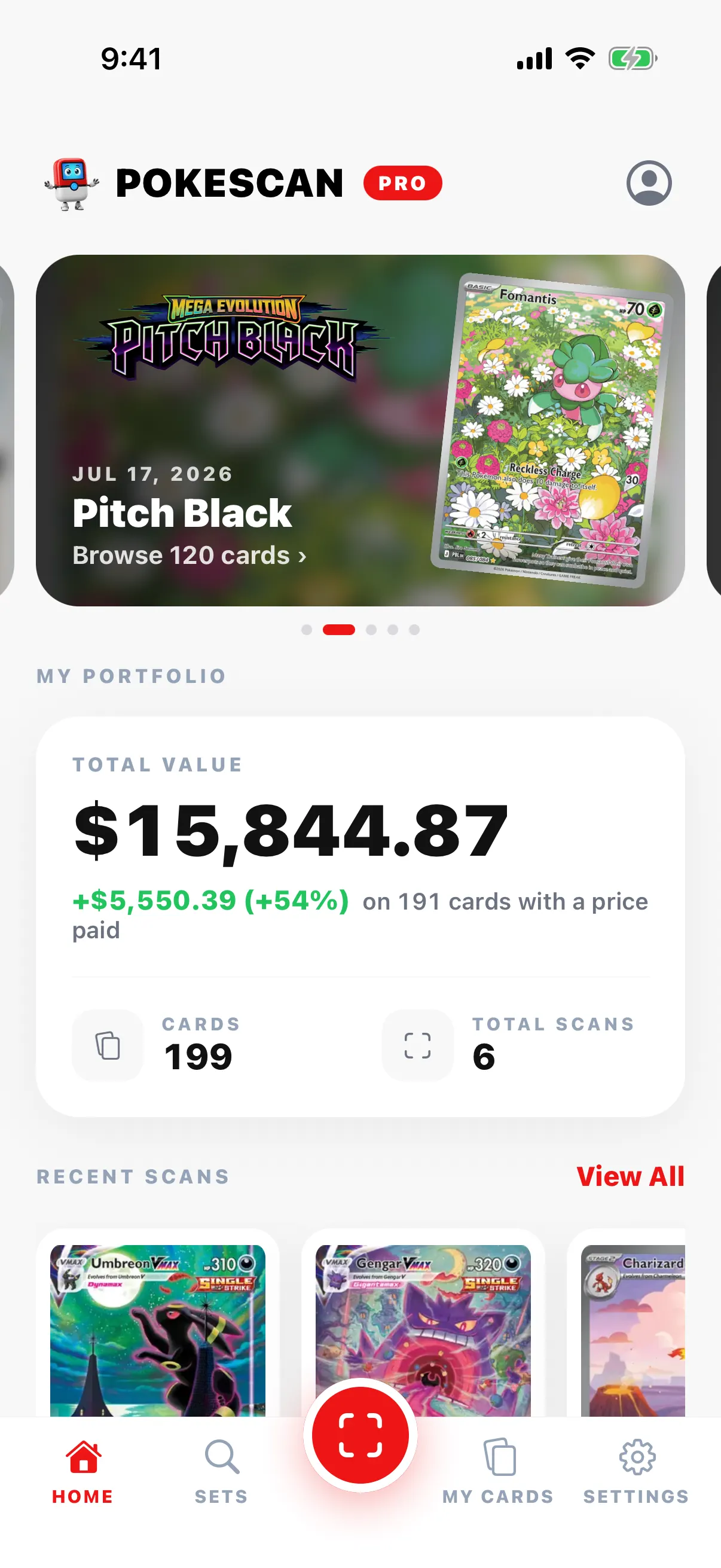 PokeScan home with a portfolio worth $15,844.87, up $5,550.39